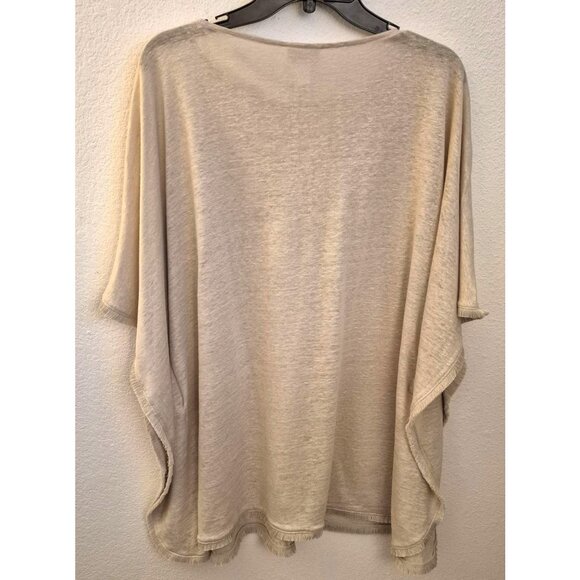 J. Jill Tan 100% Linen Relaxed Fit Poncho Top Size M/L EUC - Picture 3 of 7